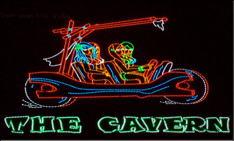 The Cavern's sign arrived and shines over Walking Street.