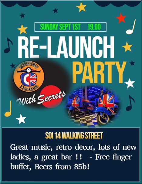 Relaunch of Scooter's Bar in Soi 14, off Walking Street