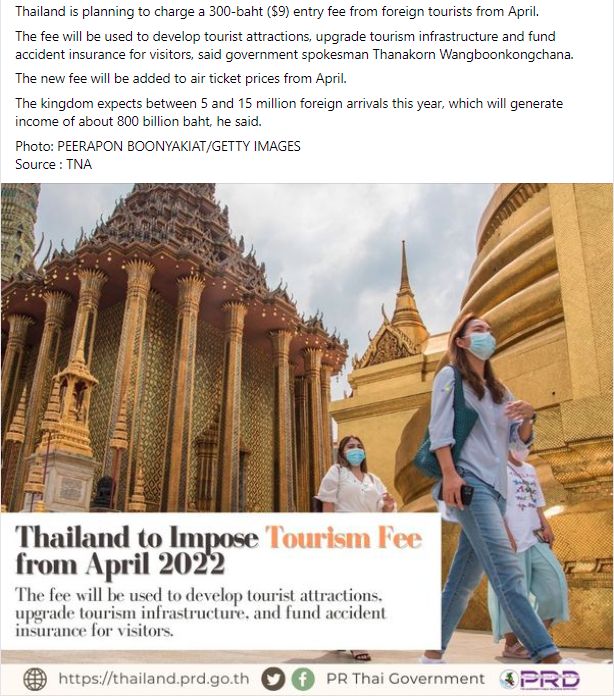 Thailand, the hub of tourism fees